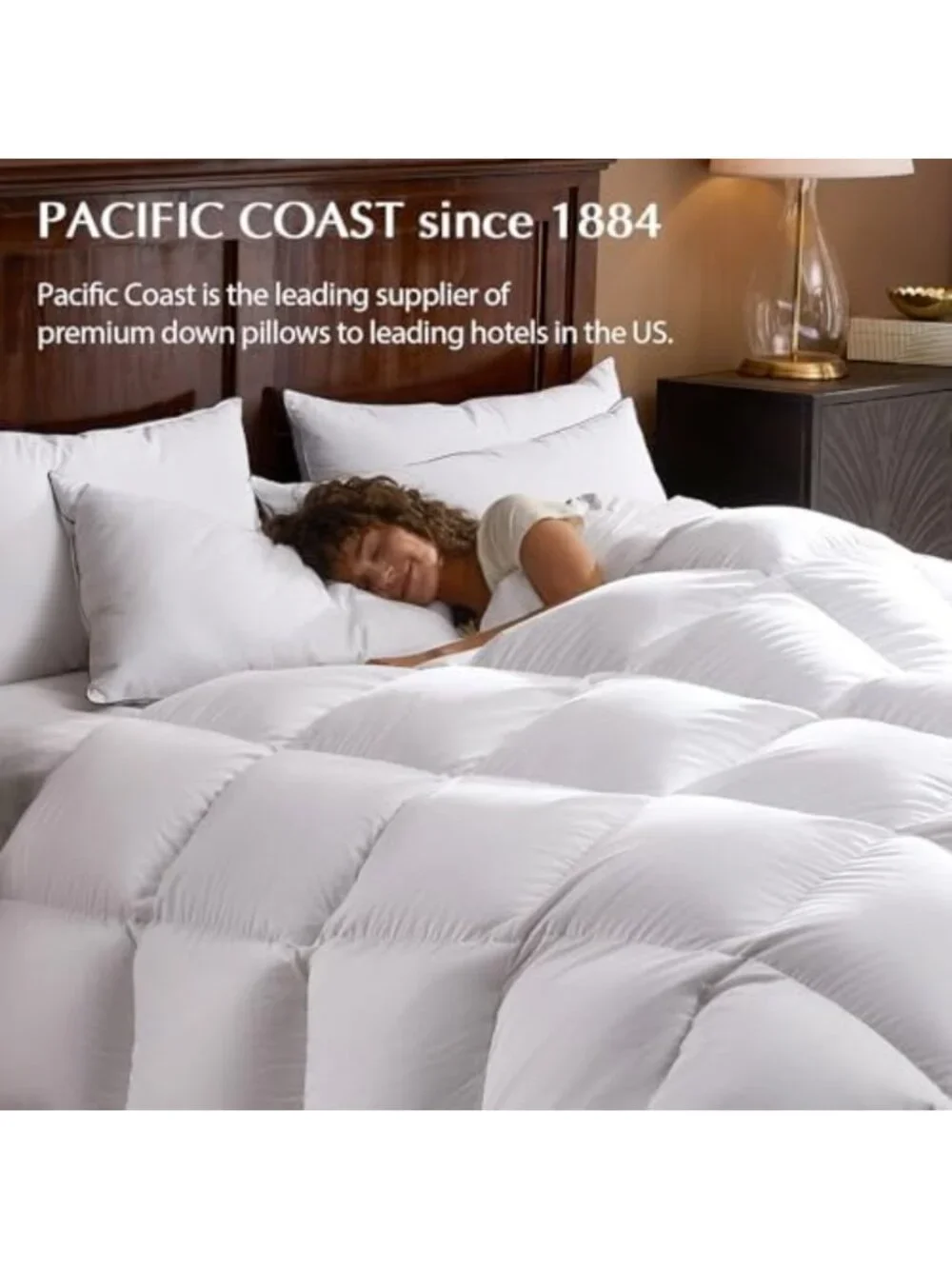Queen Size Goose Feather & Down Pillows Set of 2 | 3-Chamber Hotel Style for